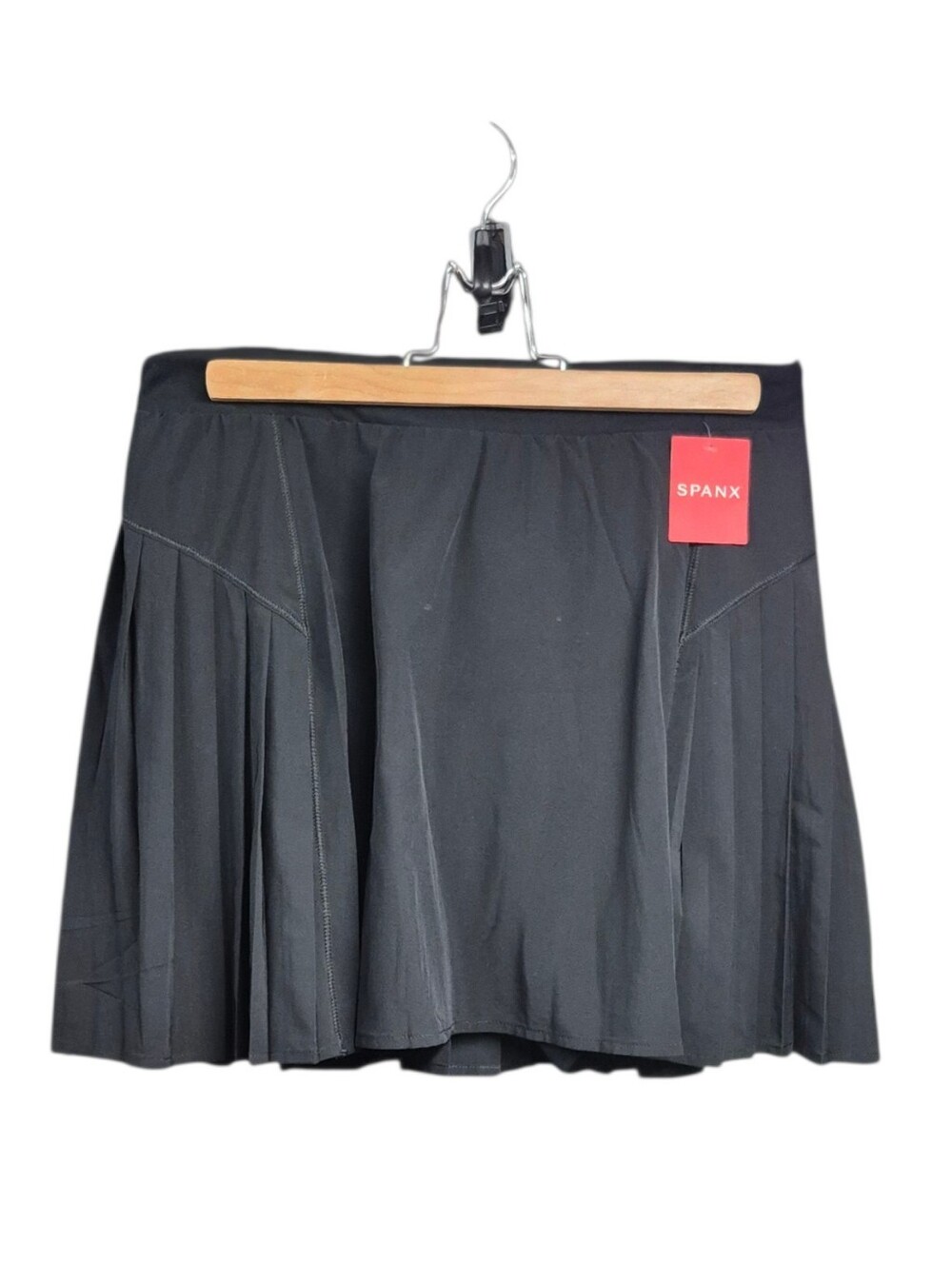 New SPANX Get Moving Skater Pleated Performance Skort Women's Large Black
